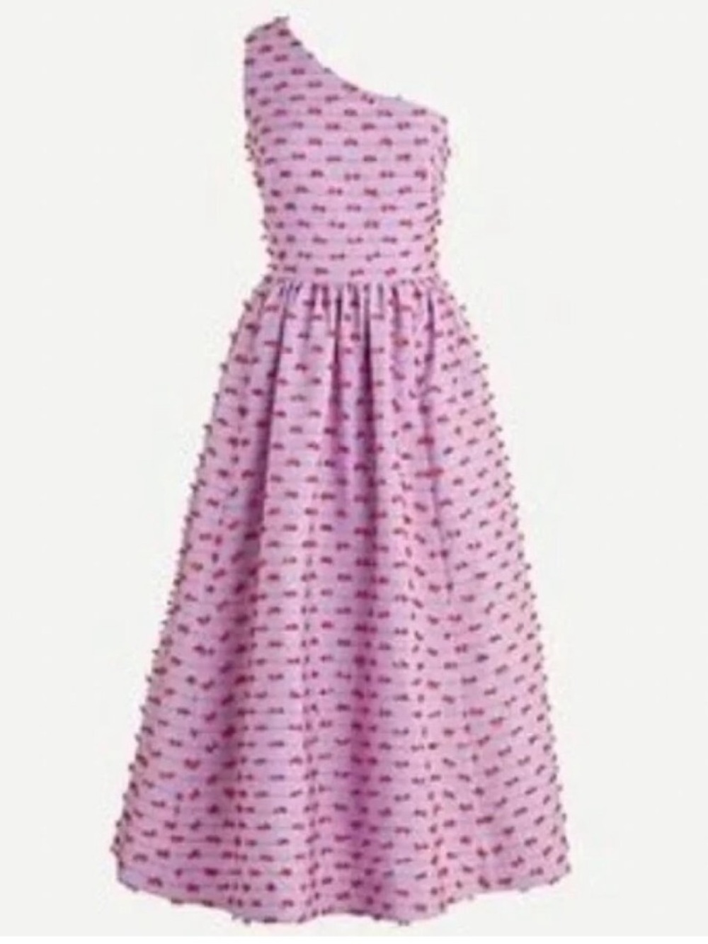 J. Crew Lavender One Shoulder Taffeta dress with Orange eyelash fringe Size 4